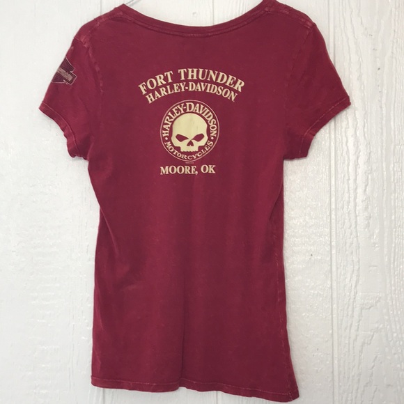 Harley Davidson Motorcycle Womens Fort Thunder Moore Oklahoma TShirt Medium - Picture 3 of 9